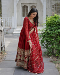 Elegance Style Multi Sequins Embroidered Work Women Gown