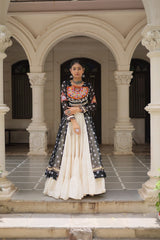 KORA COTTON STYLISH FRILL STITCHING BEAUTIFUL NAVRATRI LEHENGA WITH BANDHANI PRINTED KURTI