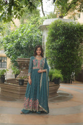 Faux Georgette With Embroidered Work Kurti Set