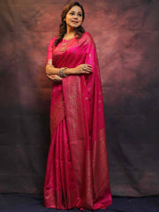 JAZZY DARK PINK SOFT SILK SAREE WITH APPEALING BLOUSE PIECE