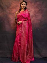 JAZZY DARK PINK SOFT SILK SAREE WITH APPEALING BLOUSE PIECE