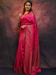 JAZZY DARK PINK SOFT SILK SAREE WITH APPEALING BLOUSE PIECE