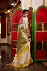 Designer Pista Color Weightless Jacquard Chex Saree Women's Wear