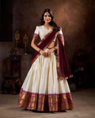 KALYANI COTTON LEHENGA CHOLI PAIRED WITH FLOWING GEORGETTE DUPATTA