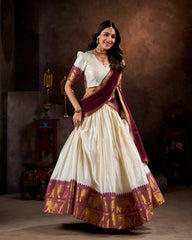 KALYANI COTTON LEHENGA CHOLI PAIRED WITH FLOWING GEORGETTE DUPATTA