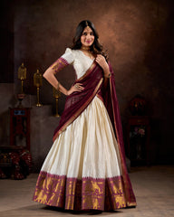 KALYANI COTTON LEHENGA CHOLI PAIRED WITH FLOWING GEORGETTE DUPATTA