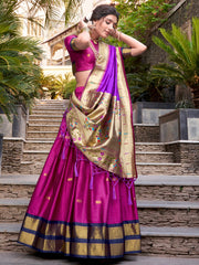 Excellent Pink Jacquard Paithani Festival Wear Lehenga Choli