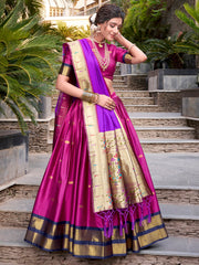 Excellent Pink Jacquard Paithani Festival Wear Lehenga Choli