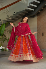 Adorable Pink Georgette Sequins Embroidered Gown With Dupatta