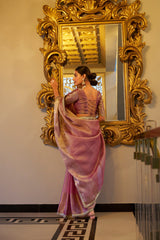 Light Pink Color Weightless Tissue Shimmer Saree