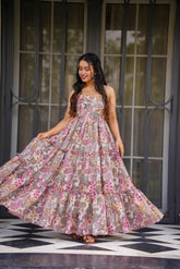Most Beautuful And Attractive Cotton Printed Poly Blend Gown