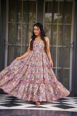Most Beautuful And Attractive Cotton Printed Poly Blend Gown