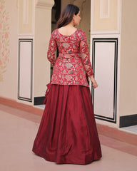 Amazing Maroon Designer Indo-Western Lehenga Choli