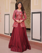 Amazing Maroon Designer Indo-Western Lehenga Choli