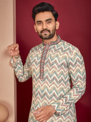Maroon Wedding Mens Kurta Pajama In Rayon With Heavy Lucknowi And Printed Work