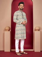 Maroon Wedding Mens Kurta Pajama In Rayon With Heavy Lucknowi And Printed Work