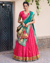 Traditional Paithani Jacquard Sik Half Saree Lehenga Set For Wedding
