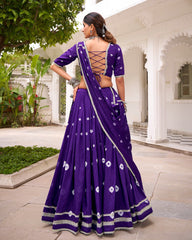 TRADITIONAL BANDHEJ PRINT PURE CHANDERI BEAUTIFUL LEHENGA CHOLI