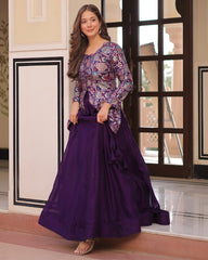 Amazing Purple Designer Indo-Western Lehenga Choli