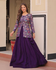 Amazing Purple Designer Indo-Western Lehenga Choli