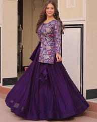 Amazing Purple Designer Indo-Western Lehenga Choli
