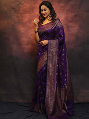 RADIANT PURPLE SOFT SILK SAREE WITH DESERVING BLOUSE PIECE