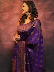 RADIANT PURPLE SOFT SILK SAREE WITH DESERVING BLOUSE PIECE
