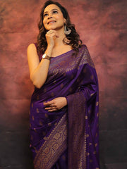 RADIANT PURPLE SOFT SILK SAREE WITH DESERVING BLOUSE PIECE