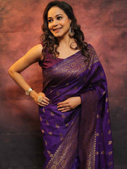 RADIANT PURPLE SOFT SILK SAREE WITH DESERVING BLOUSE PIECE