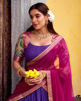 CAPTIVATING PURPLE ZARI WEAVING FESTIVAL WEAR HALF SAREE LEHENGA