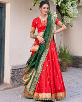 Traditional Paithani Jacquard Sik Half Saree Lehenga Set For Wedding