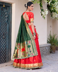 Traditional Paithani Jacquard Sik Half Saree Lehenga Set For Wedding