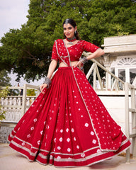 TRADITIONAL BANDHEJ PRINT PURE CHANDERI BEAUTIFUL LEHENGA CHOLI