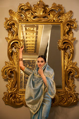 Sky Blue Color Weightless Tissue Shimmer Saree