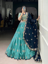 Designer Sky Blue Sequins Tread Embroidered Work Designer Wedding Lehenga Choli