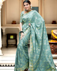 DESIGNER LITCHI SILK PRINTED SAREE WITH UNSTITCHED BLOUSE