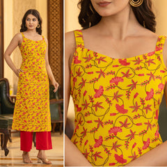 VANII STYLE SLEEVELESS COTTON PRINTED KURTI FOR REGULAR AND OFFICE WEAR