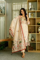 Viscose Assam Silk And Embroidared Beads Work With Printed Dupatta Dresses