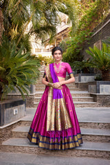 Excellent Pink Jacquard Paithani Festival Wear Lehenga Choli