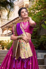 Excellent Pink Jacquard Paithani Festival Wear Lehenga Choli