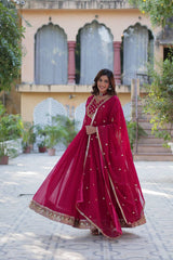 Attractive Pink Color Faux Blooming Georgette With Rich Sequins Embroidered Work Designer Gown
