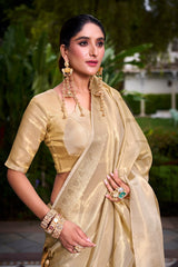 DESIGNER GOLD TISSUE WITH ZARI WORK SAREE FOR FESTIVE OCCASION