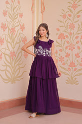 Purple Elegant Peplum Style Gown – Premium Designer Collection
