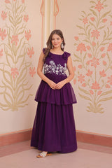 Purple Elegant Peplum Style Gown – Premium Designer Collection