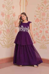 Purple Elegant Peplum Style Gown – Premium Designer Collection