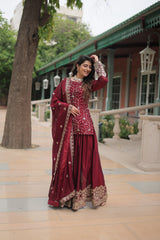 Stunning Sequins Thread Embroidered Work Wedding Suit Set