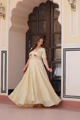 Embroidered Silk Readymade Gown – Festive & Party Wear Elegance