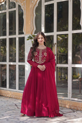 Attractive Georgette Embroidered Designer Anarkali Suit Set