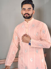 Royal Linen Mens Kurta With Embroidery Sequins Work Kurtas