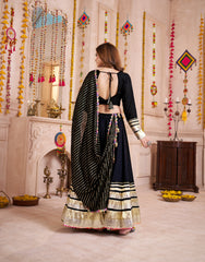 SPECTACULAR BLACK COTTON LACE WORK FESTIVAL WEAR LEHENGA CHOLI